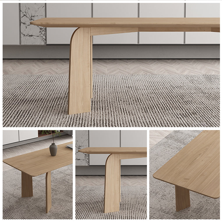 Solid Wood Contemporary Dining Table Rectangular Dining Table with 4 Legs