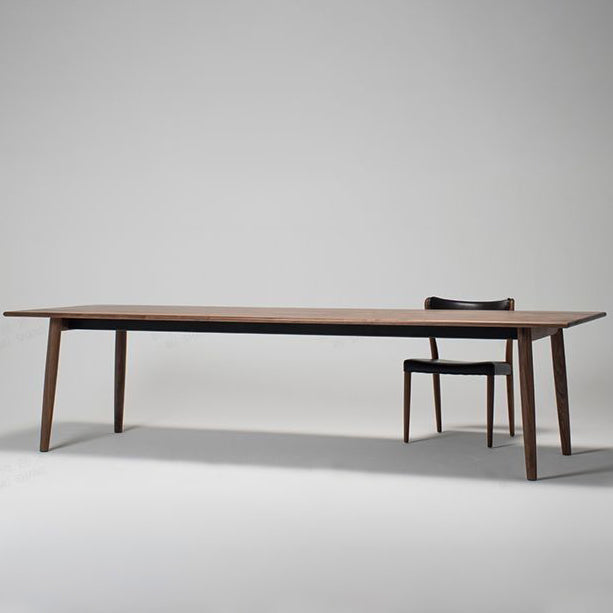 Mesa de comedor rectangular contemporánea con tapa de madera de pino y 4 patas