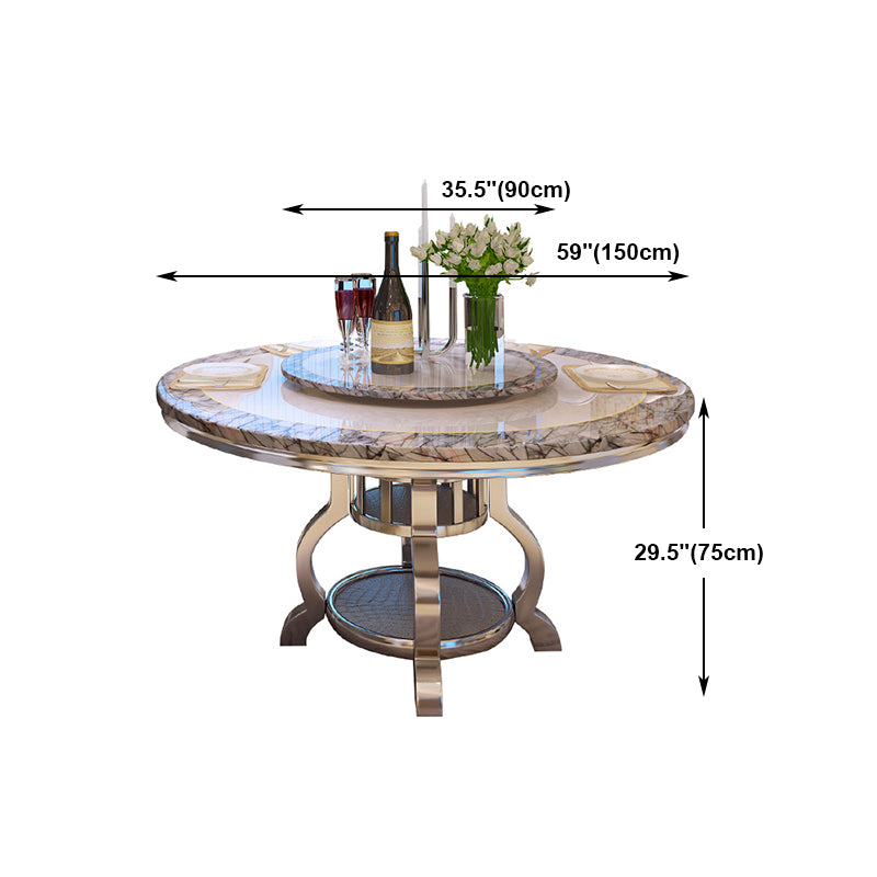Metal Traditional Luxury Round Dining Table Marble Top Dining Table with Pedestal Base