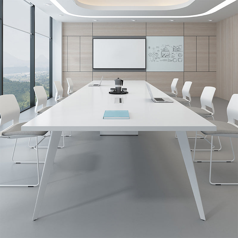 Contemporary Rectangle Dining Table Solid Wood Top Indoor Table with 4 Legs