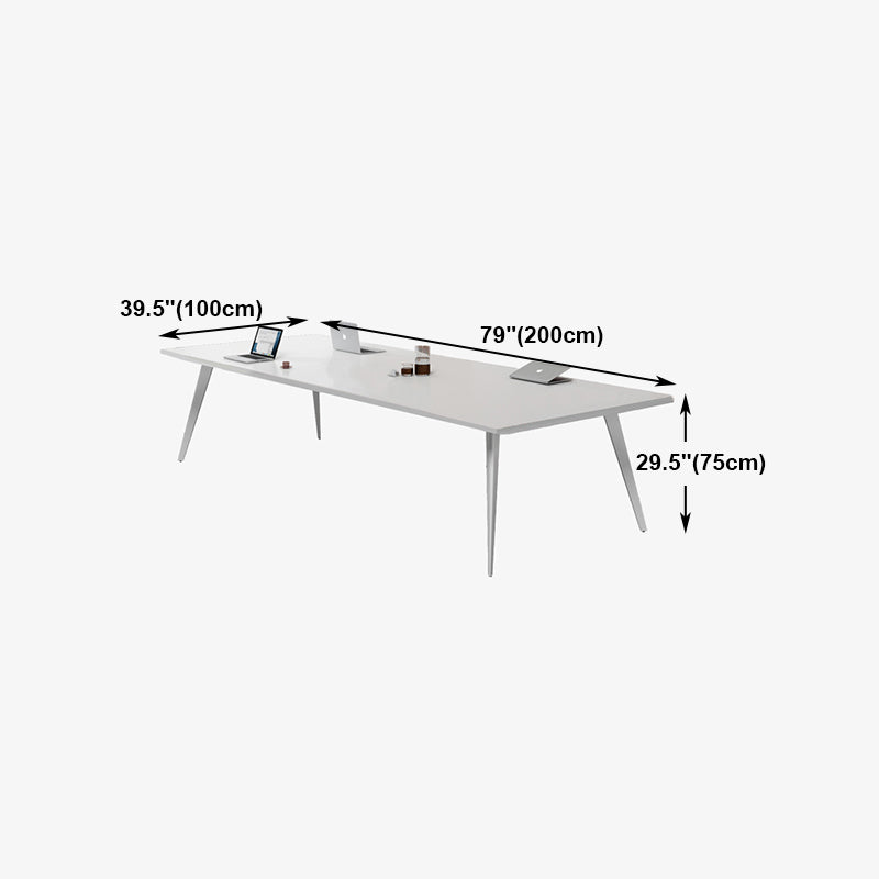 Contemporary Rectangle Dining Table Solid Wood Top Indoor Table with 4 Legs