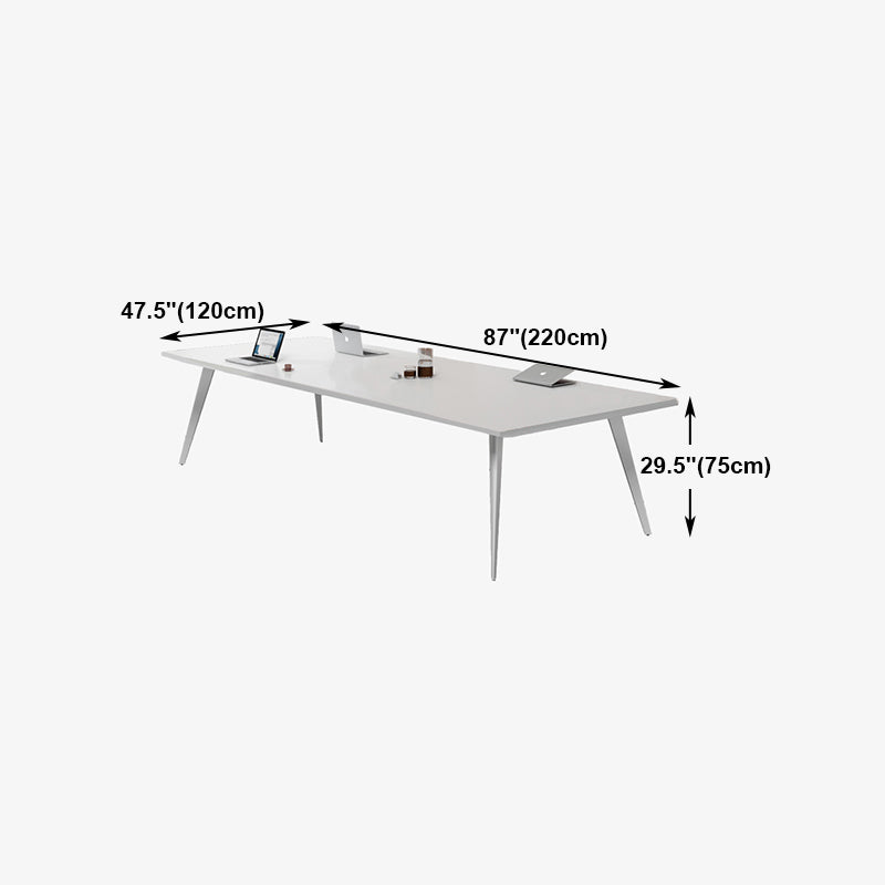 Contemporary Rectangle Dining Table Solid Wood Top Indoor Table with 4 Legs