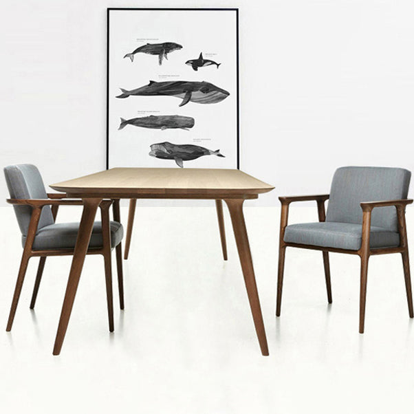 Rectangle Contemporary Dining Table Pine Wood Top Table with 4 Legs