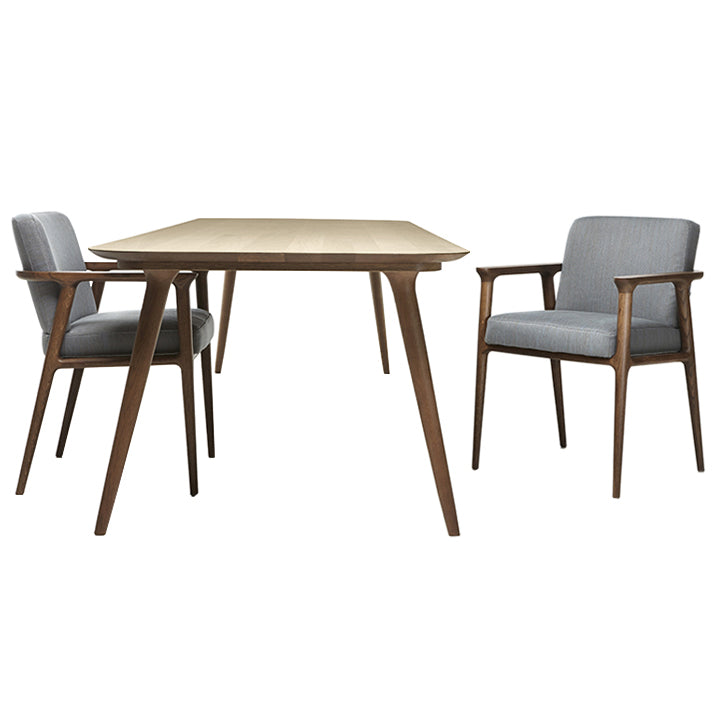 Rectangle Contemporary Dining Table Pine Wood Top Table with 4 Legs