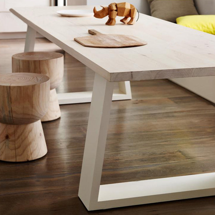 Contemporary Rectangle Dining Table Solid Wood Top Table with Sled Base