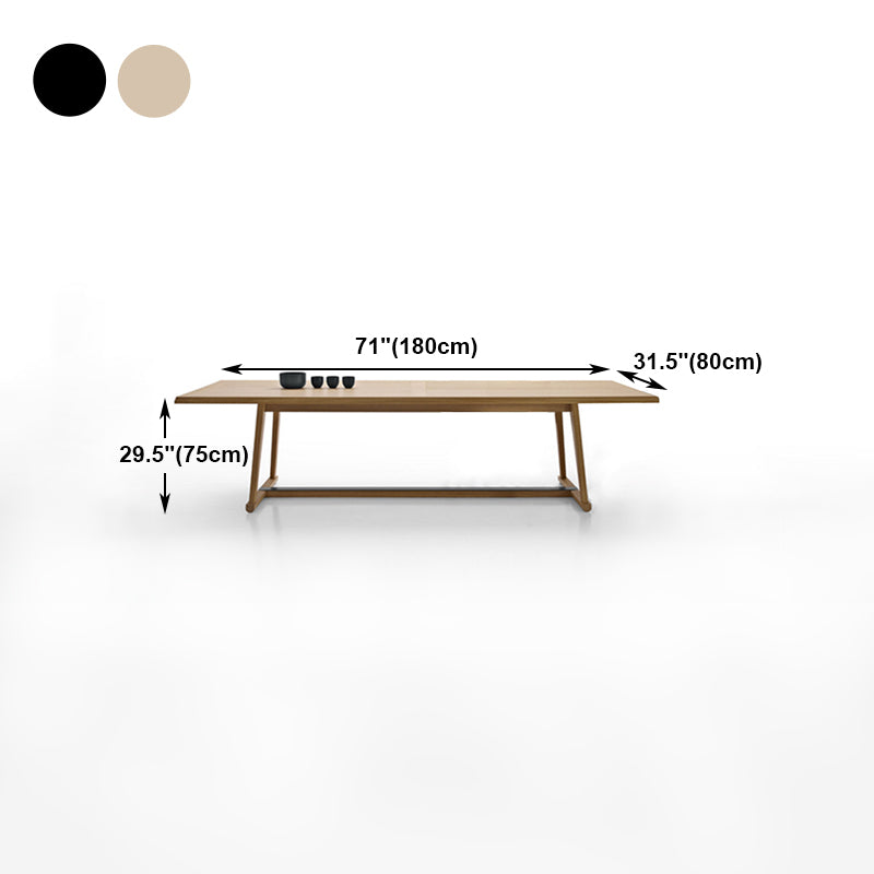 Mesa de comedor de madera maciza contemporánea con base de caballete