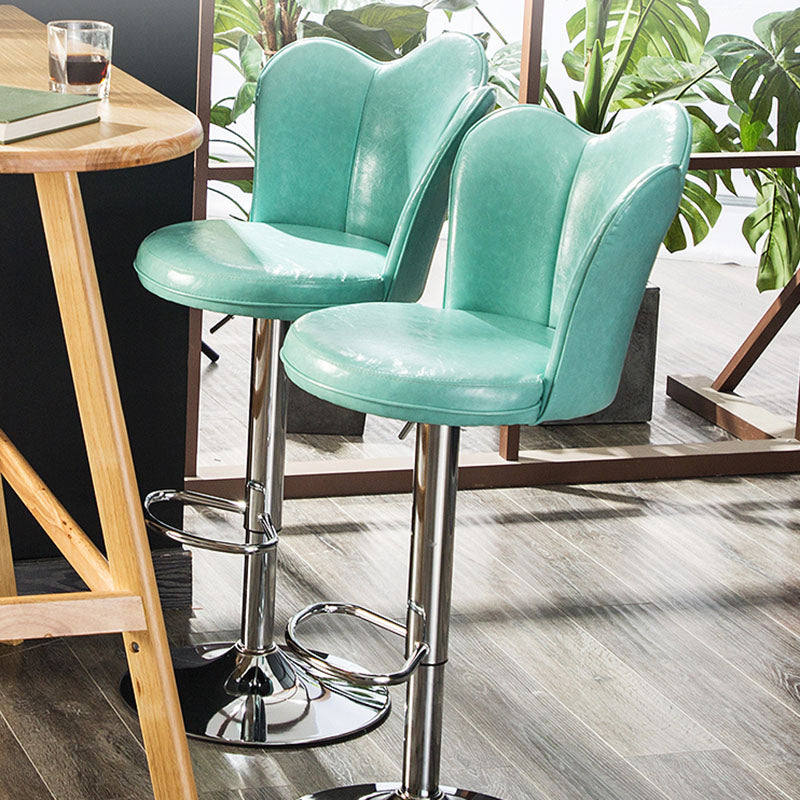 Adjustable Height Upholstered Counter Stools Scandinavian Bar Stools with Chrome Base