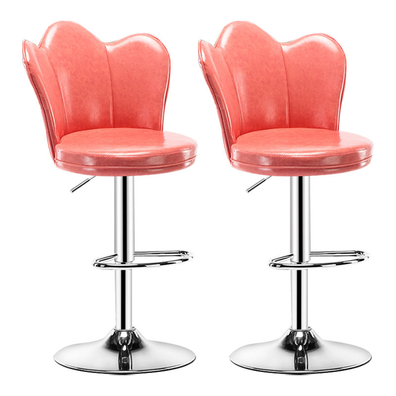 Adjustable Height Upholstered Counter Stools Scandinavian Bar Stools with Chrome Base