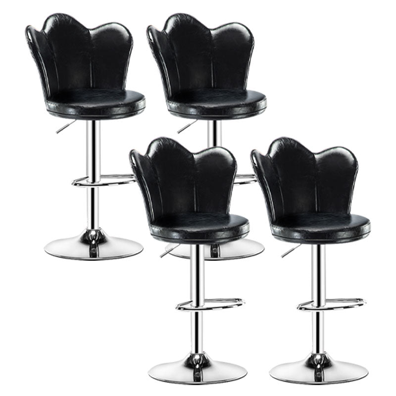 Adjustable Height Upholstered Counter Stools Scandinavian Bar Stools with Chrome Base