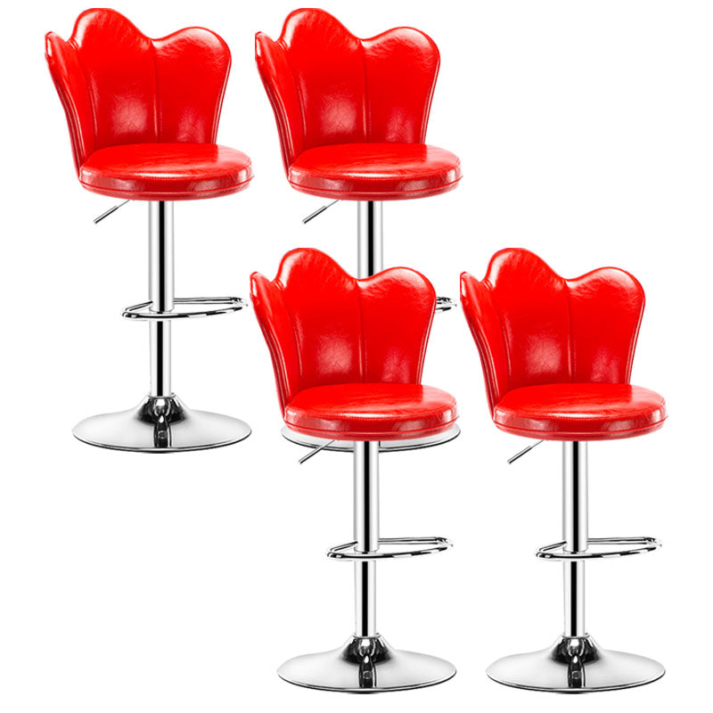 Adjustable Height Upholstered Counter Stools Scandinavian Bar Stools with Chrome Base