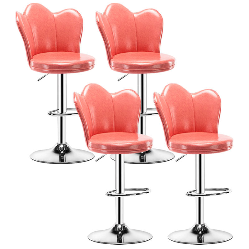 Adjustable Height Upholstered Counter Stools Scandinavian Bar Stools with Chrome Base