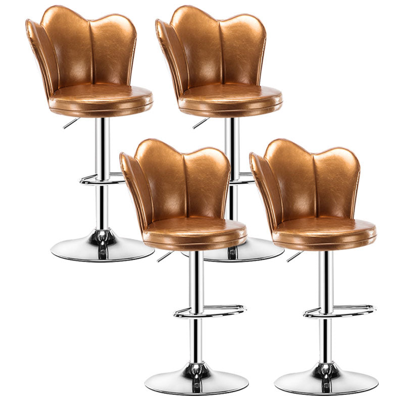Adjustable Height Upholstered Counter Stools Scandinavian Bar Stools with Chrome Base