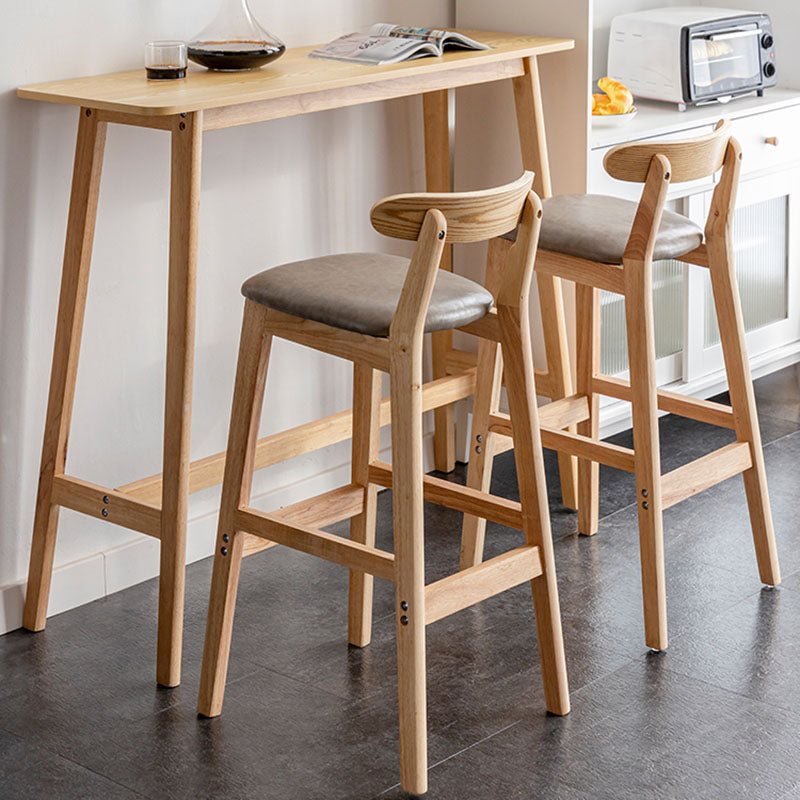 Scandinavian Wood Upholstered Counter Stools Natural Back Bar Stools with Footrest
