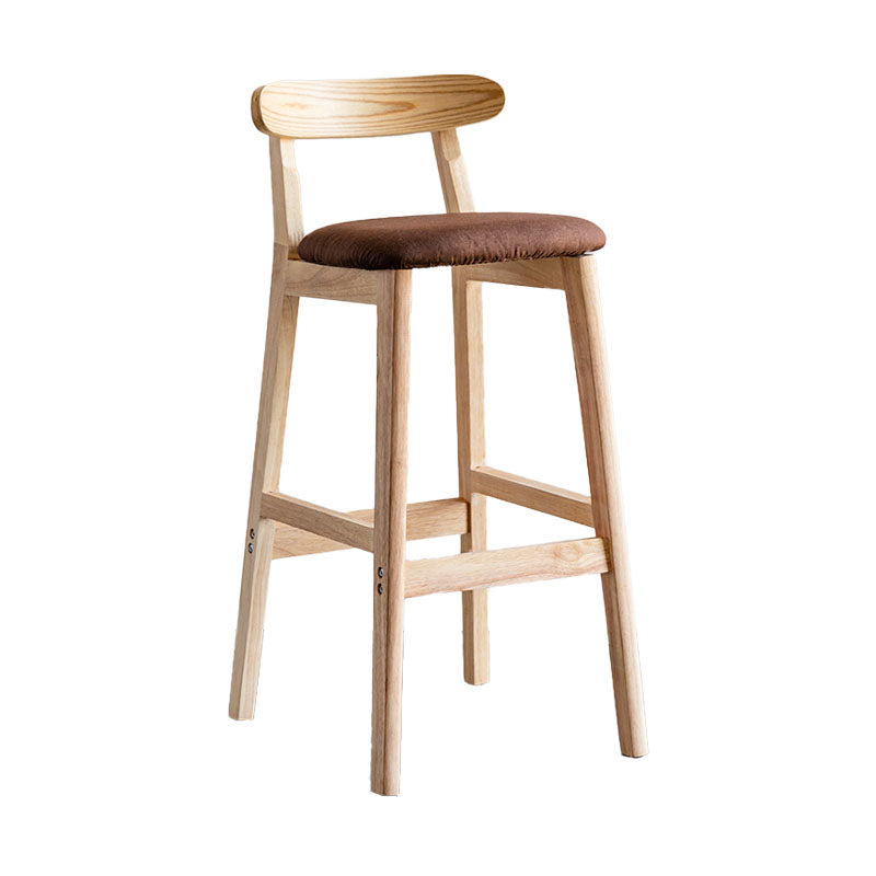 Scandinavian Wood Upholstered Counter Stools Natural Back Bar Stools with Footrest