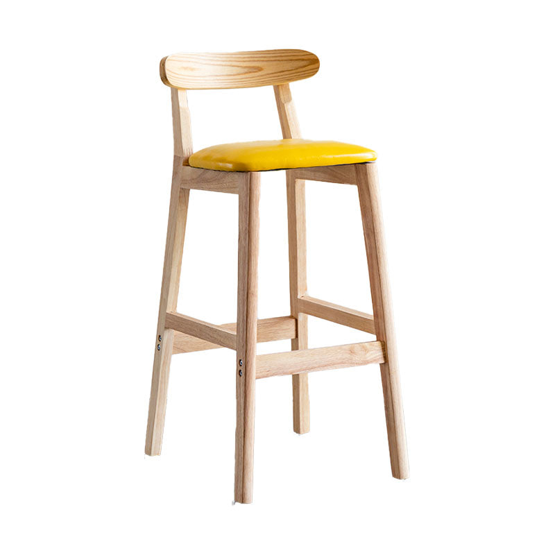 Scandinavian Wood Upholstered Counter Stools Natural Back Bar Stools with Footrest