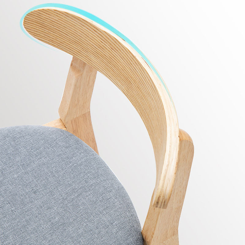 Scandinavian Wood Upholstered Counter Stools Natural Back Bar Stools with Footrest