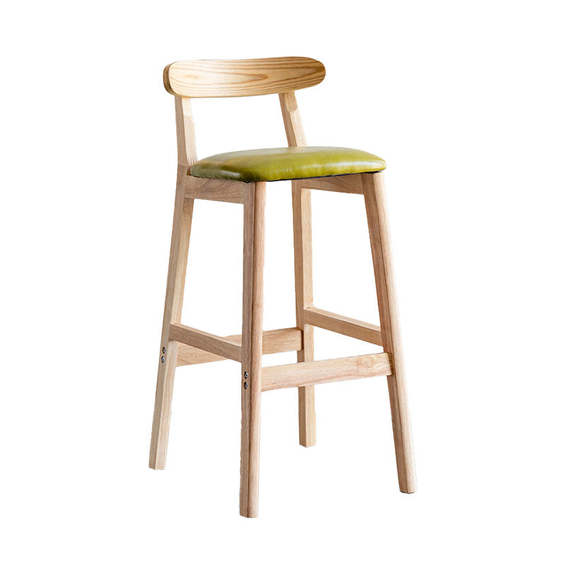 Scandinavian Wood Upholstered Counter Stools Natural Back Bar Stools with Footrest