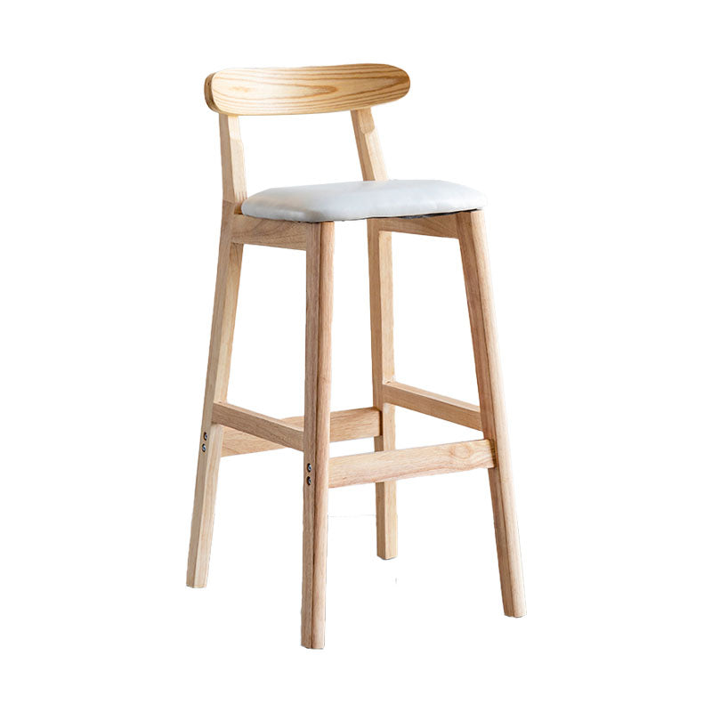 Scandinavian Wood Upholstered Counter Stools Natural Back Bar Stools with Footrest