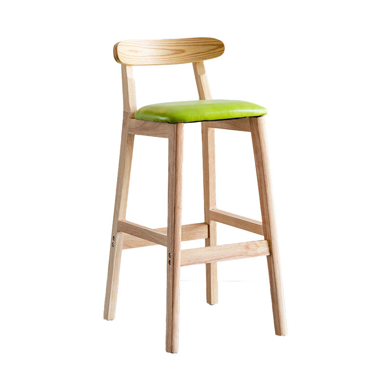 Scandinavian Wood Upholstered Counter Stools Natural Back Bar Stools with Footrest