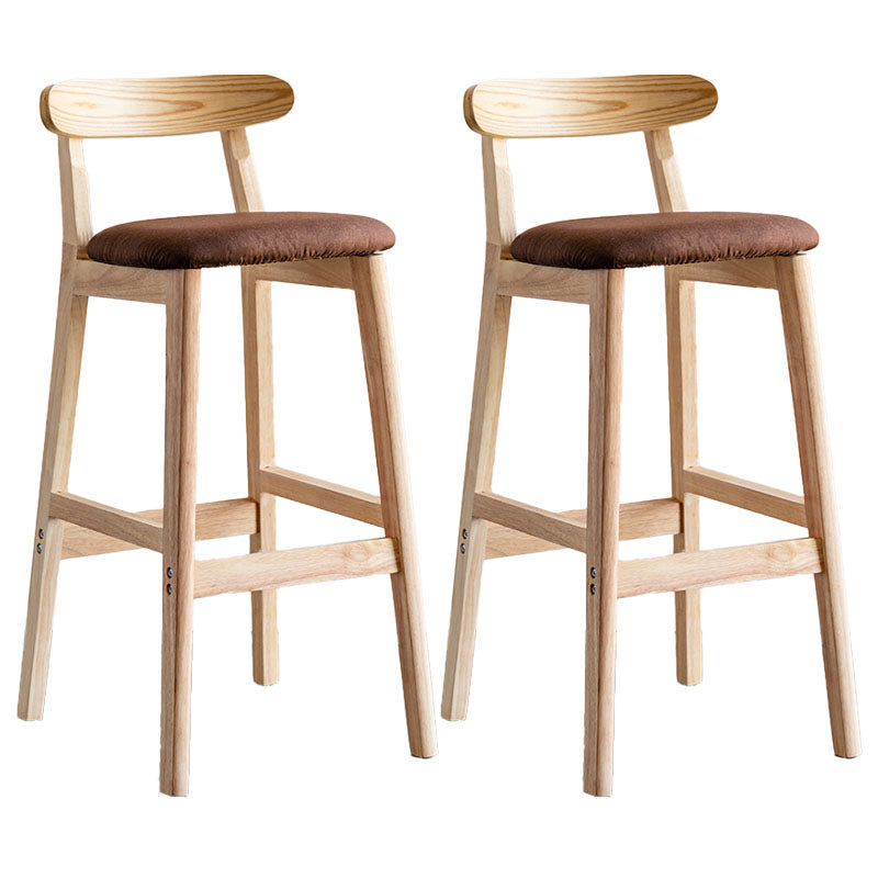Scandinavian Wood Upholstered Counter Stools Natural Back Bar Stools with Footrest