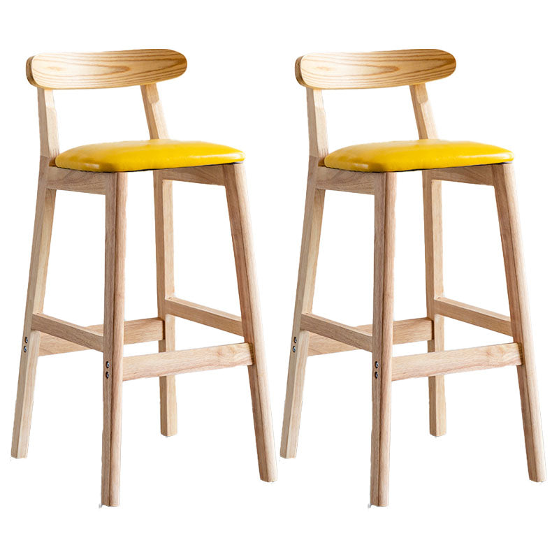Scandinavian Wood Upholstered Counter Stools Natural Back Bar Stools with Footrest
