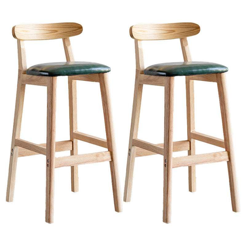 Scandinavian Wood Upholstered Counter Stools Natural Back Bar Stools with Footrest