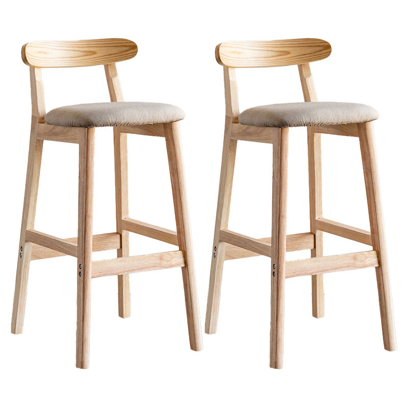 Scandinavian Wood Upholstered Counter Stools Natural Back Bar Stools with Footrest