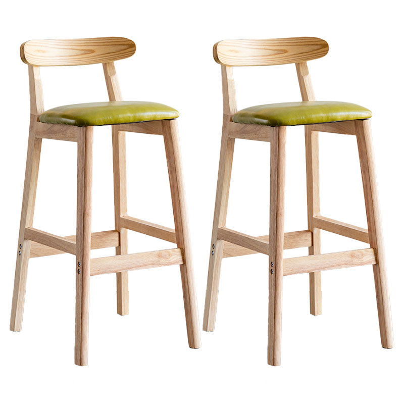 Scandinavian Wood Upholstered Counter Stools Natural Back Bar Stools with Footrest