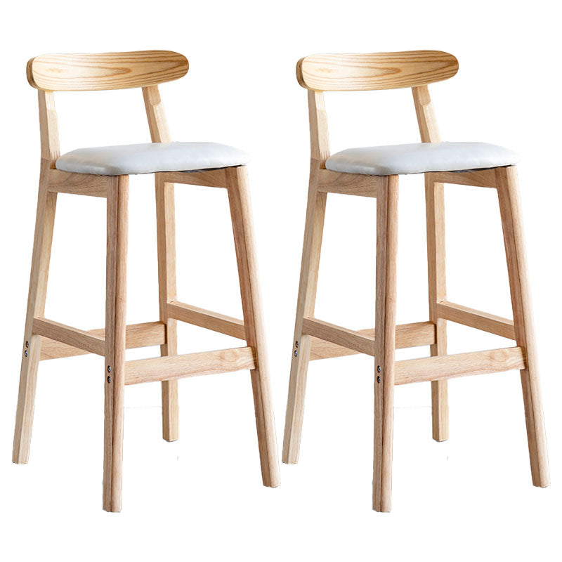 Scandinavian Wood Upholstered Counter Stools Natural Back Bar Stools with Footrest