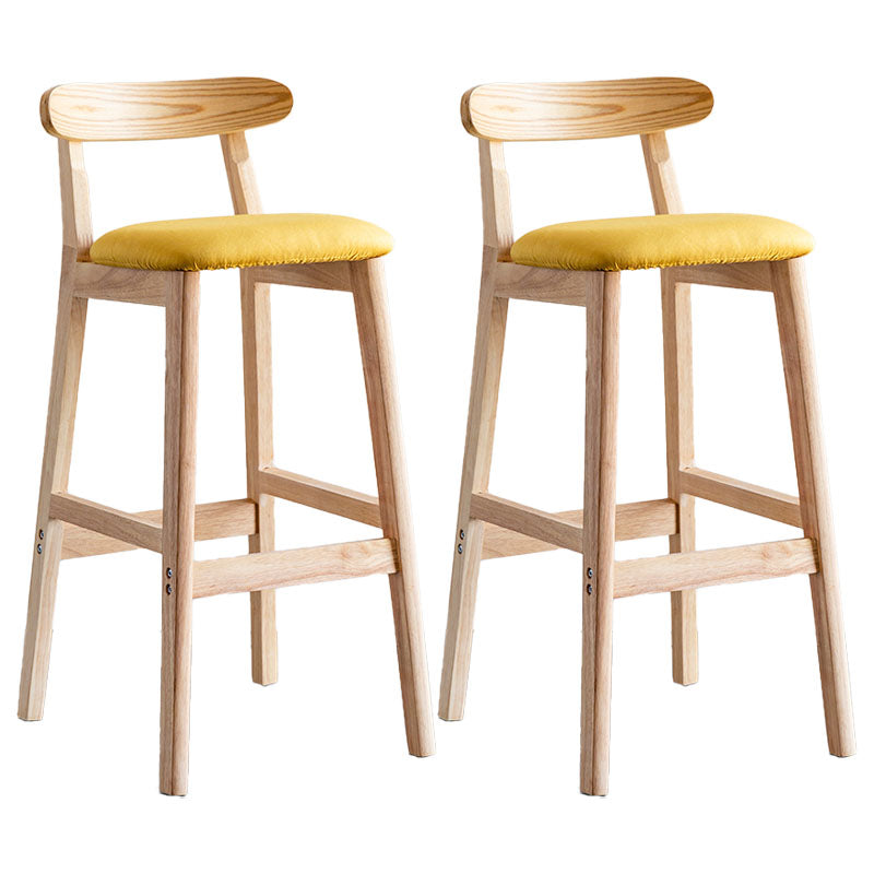 Scandinavian Wood Upholstered Counter Stools Natural Back Bar Stools with Footrest