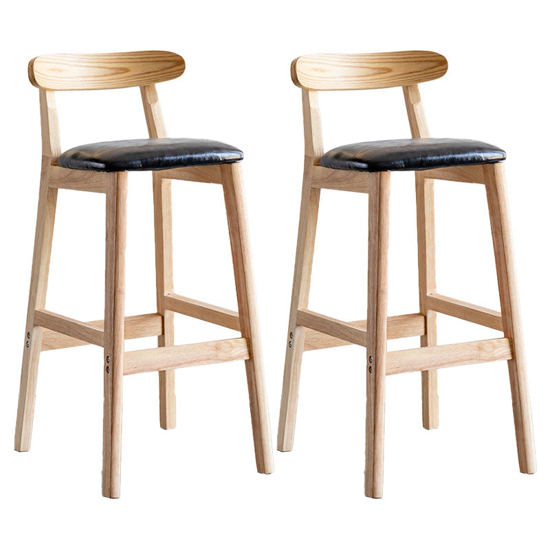 Scandinavian Wood Upholstered Counter Stools Natural Back Bar Stools with Footrest
