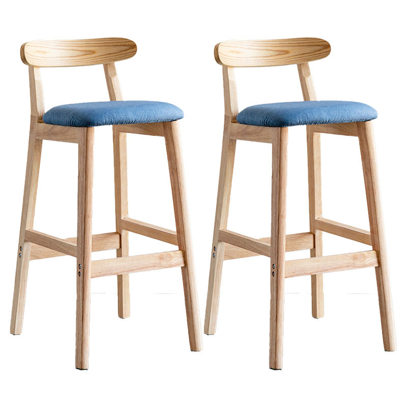 Scandinavian Wood Upholstered Counter Stools Natural Back Bar Stools with Footrest