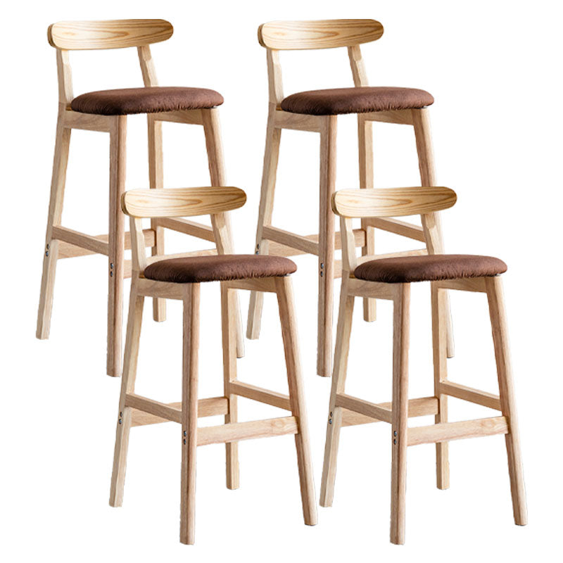 Scandinavian Wood Upholstered Counter Stools Natural Back Bar Stools with Footrest