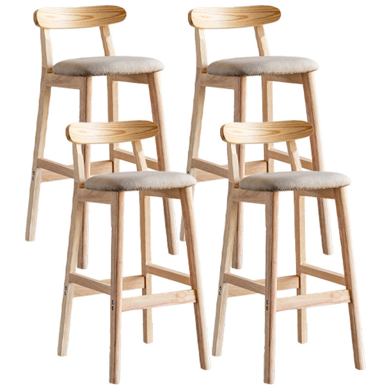 Scandinavian Wood Upholstered Counter Stools Natural Back Bar Stools with Footrest
