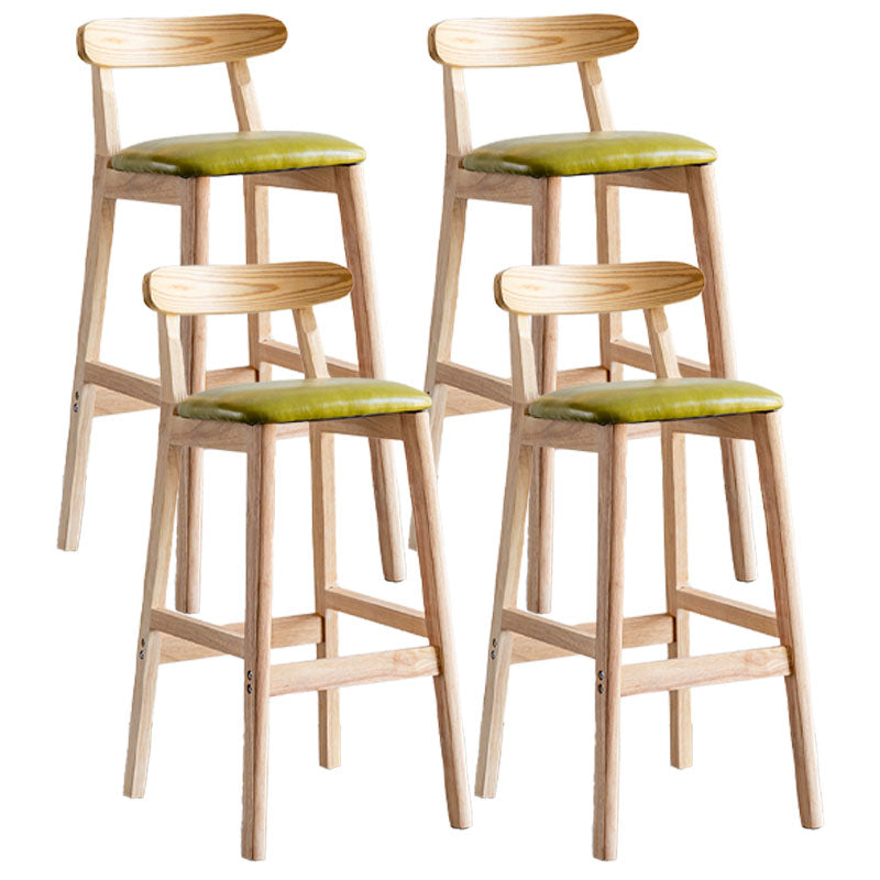 Scandinavian Wood Upholstered Counter Stools Natural Back Bar Stools with Footrest