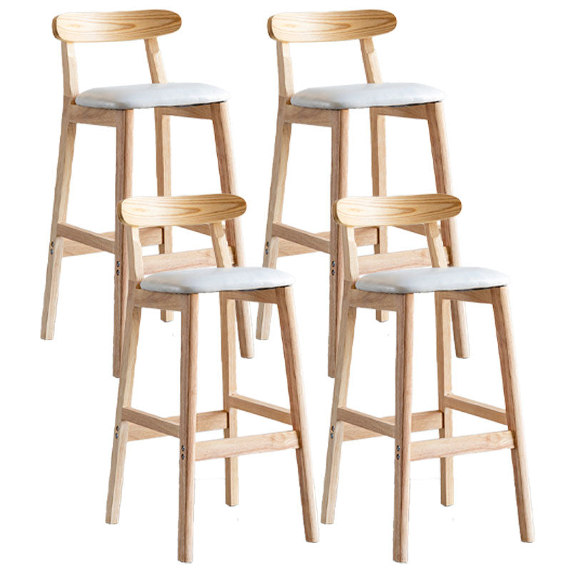 Scandinavian Wood Upholstered Counter Stools Natural Back Bar Stools with Footrest
