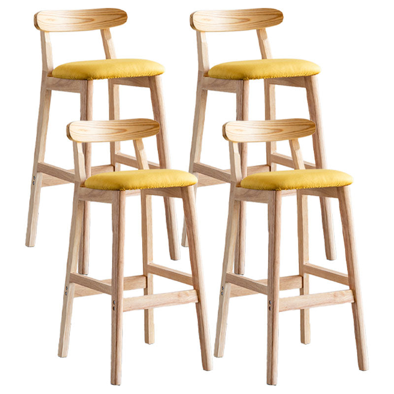 Scandinavian Wood Upholstered Counter Stools Natural Back Bar Stools with Footrest