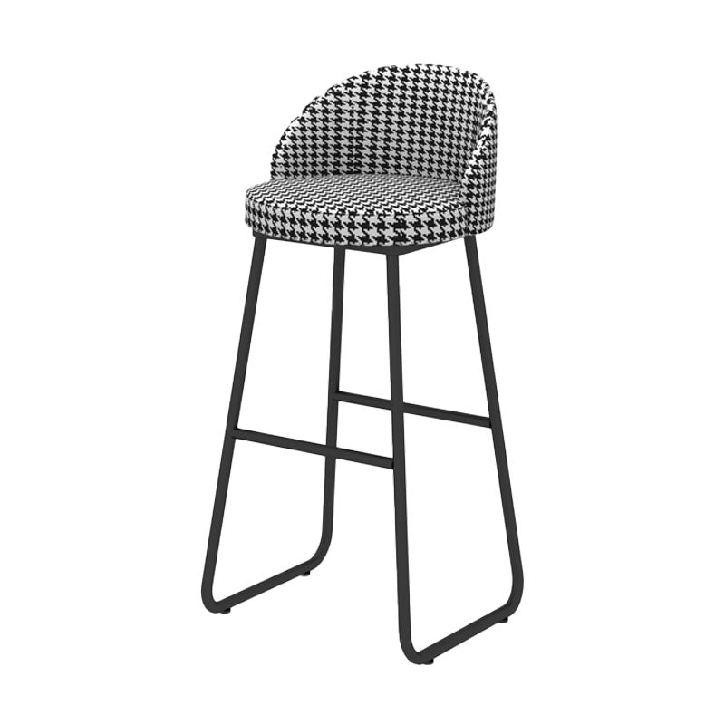 Scandinavian Iron Counter Stools Upholstered Low Back Bar Stools with Round Seat
