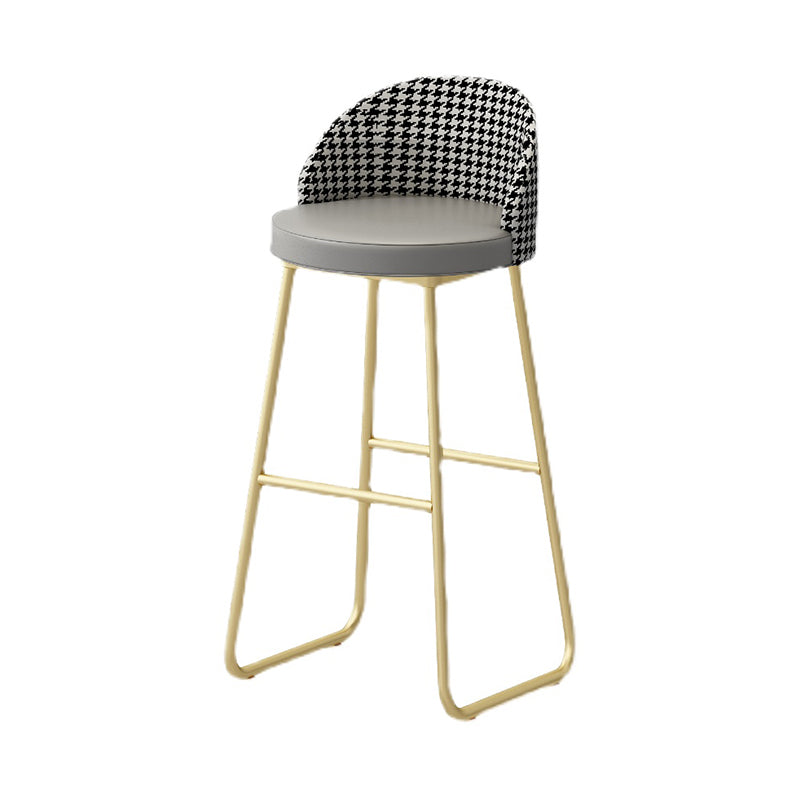 Scandinavian Iron Counter Stools Upholstered Low Back Bar Stools with Round Seat