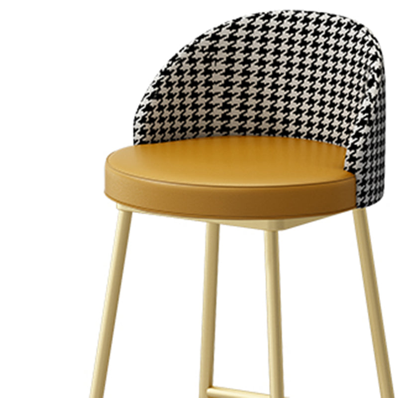Scandinavian Iron Counter Stools Upholstered Low Back Bar Stools with Round Seat