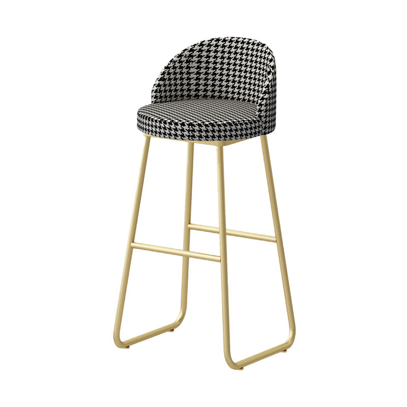 Scandinavian Iron Counter Stools Upholstered Low Back Bar Stools with Round Seat