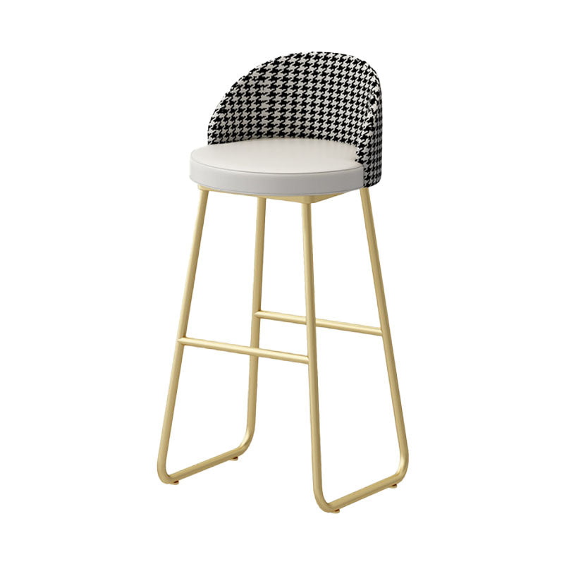 Scandinavian Iron Counter Stools Upholstered Low Back Bar Stools with Round Seat