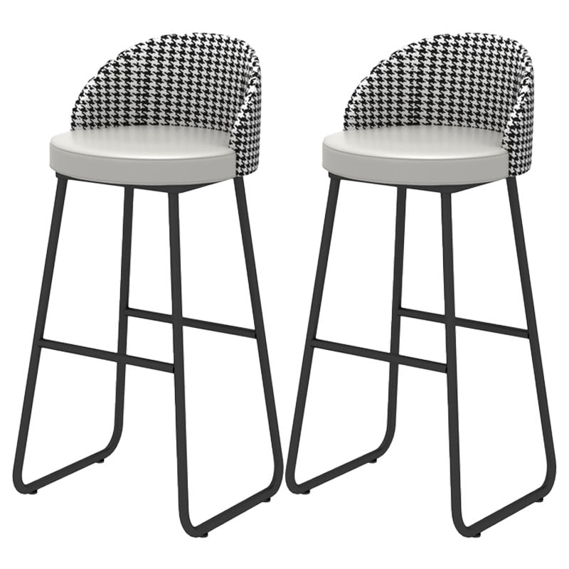 Scandinavian Iron Counter Stools Upholstered Low Back Bar Stools with Round Seat