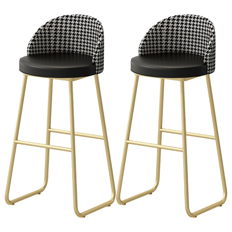 Scandinavian Iron Counter Stools Upholstered Low Back Bar Stools with Round Seat