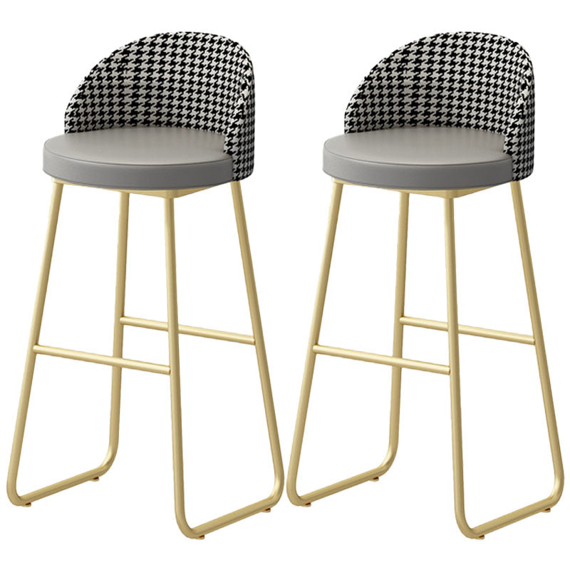 Scandinavian Iron Counter Stools Upholstered Low Back Bar Stools with Round Seat