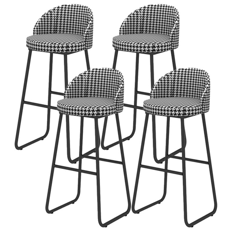 Scandinavian Iron Counter Stools Upholstered Low Back Bar Stools with Round Seat