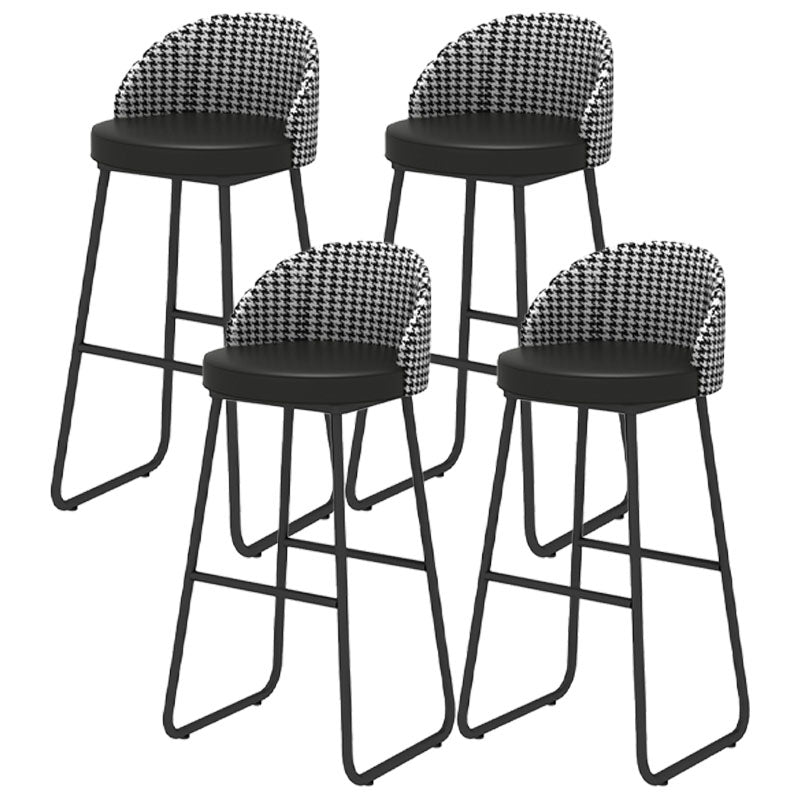 Scandinavian Iron Counter Stools Upholstered Low Back Bar Stools with Round Seat
