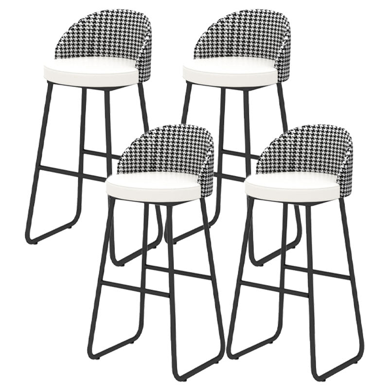 Scandinavian Iron Counter Stools Upholstered Low Back Bar Stools with Round Seat