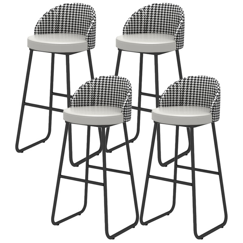Scandinavian Iron Counter Stools Upholstered Low Back Bar Stools with Round Seat