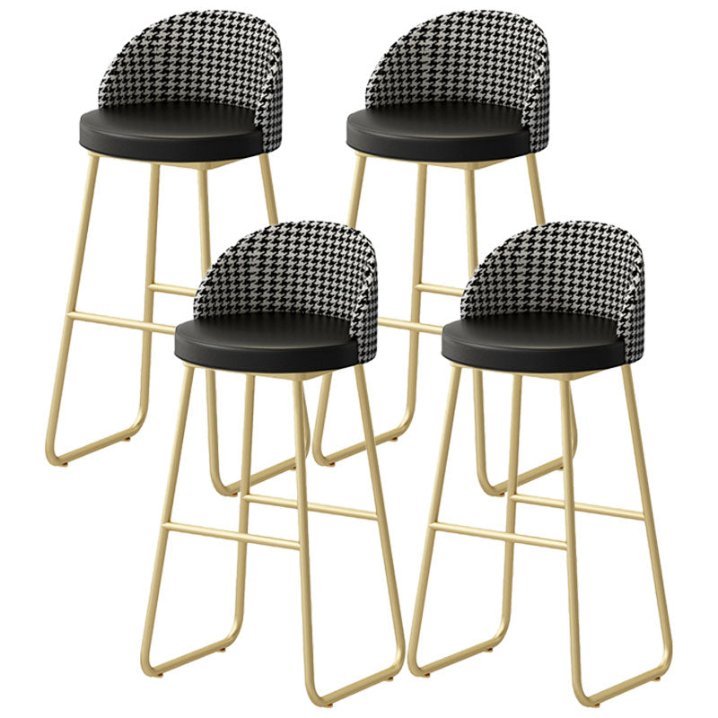 Scandinavian Iron Counter Stools Upholstered Low Back Bar Stools with Round Seat